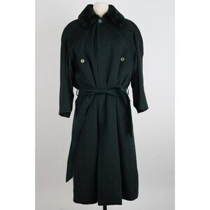 $18,500 Zilli 100% Cashmere / Fur Lined Belted Coat Sz L Forest Green MINT